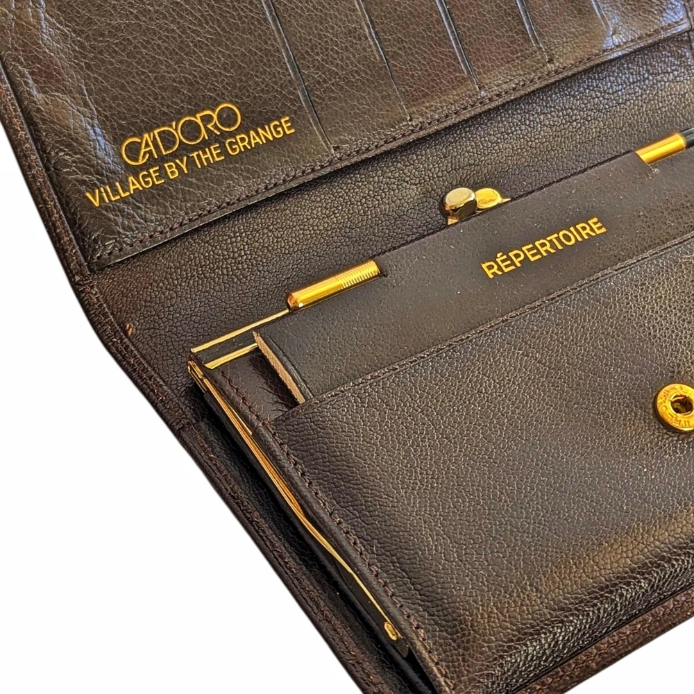Vintage 1980s Brown Genuine Leather Wallet A'DORO Made in France - Picture 8 of 13